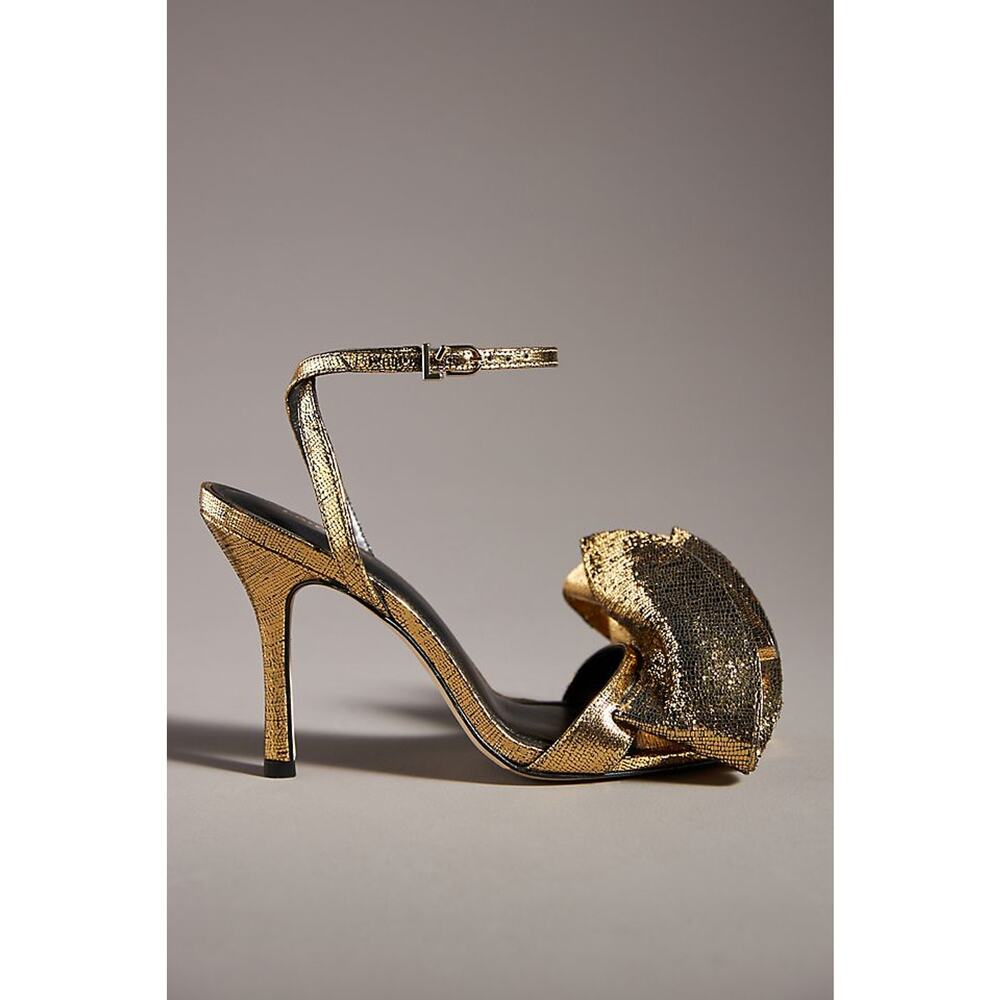 Larroud� 'Penelope' Gold Leather Heels Size 8.5